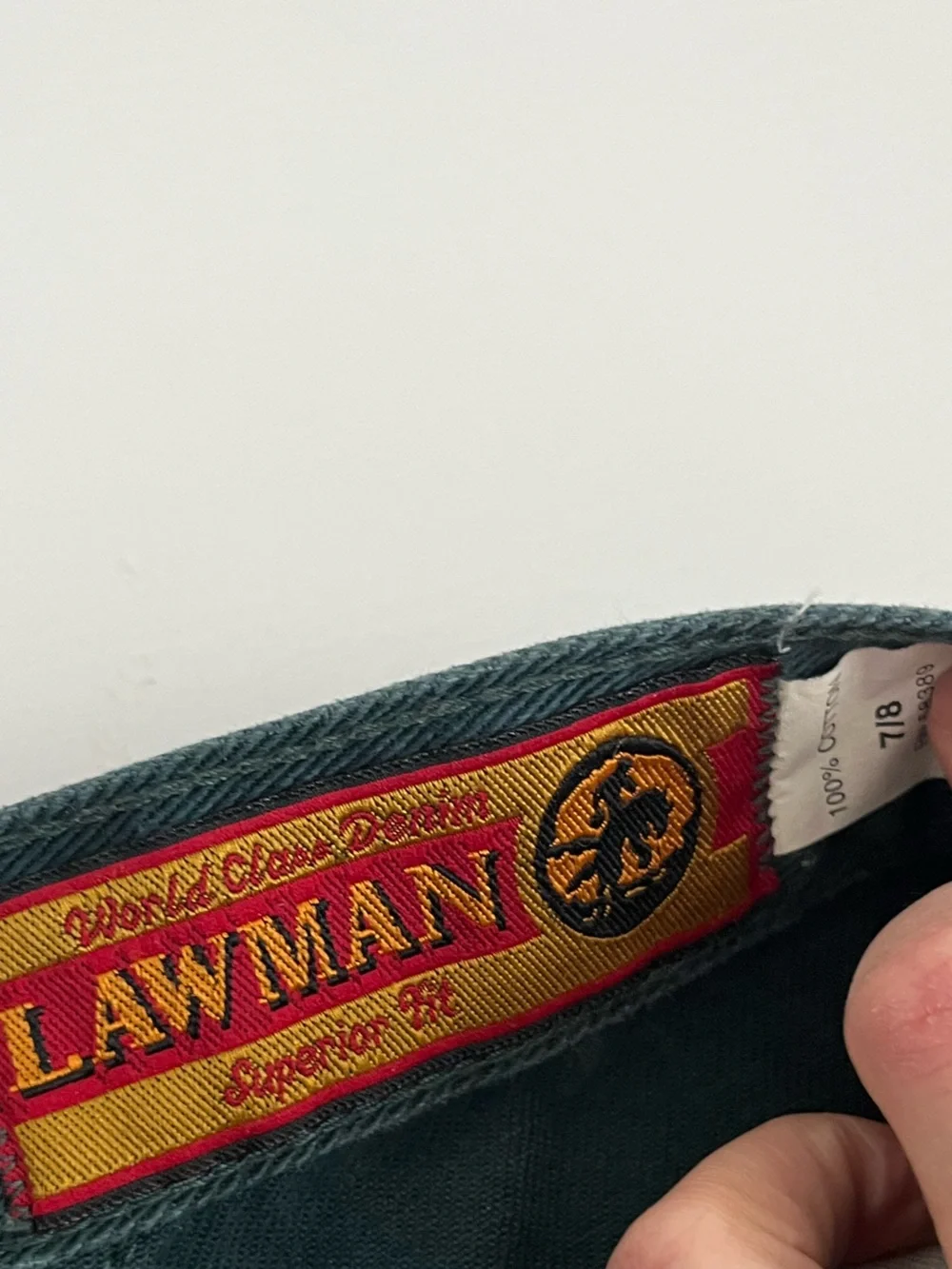 Vintage Lawman Western dark green straight jeans- gold detailing